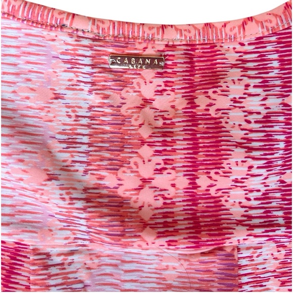 Cabana Life Pink and Red Patterned Short Sleeve Beach Pool Coverup Dress UPF50+ - Picture 6 of 14